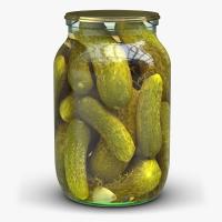 Стеклянная банка с огурцами 1л