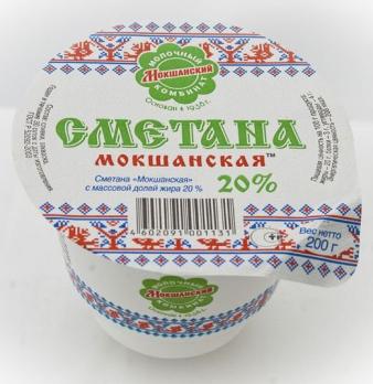 Сметанный продукт "Мокшанка " 20% 200гр стакан
