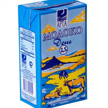 Молоко Арта День 2.5 % (1л*12шт)