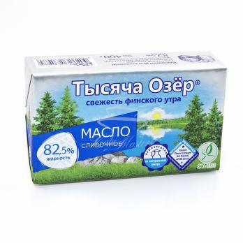 Масло Тысяча Озер сливочное несоленое 82,5% 400 г