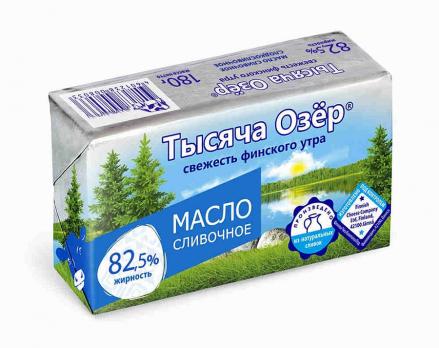 Масло Тысяча Озер сливочное несоленое 82,5% 180г
