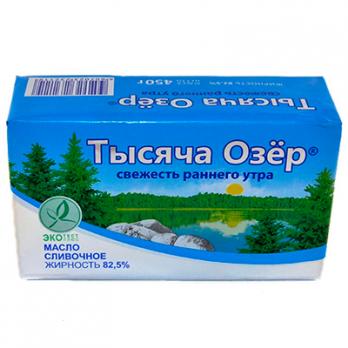 Масло Тысяча Озер сливочное несоленое 82,5% 450г