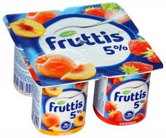 Йогурт. FRUTTIS Сливочное лакомство" Клубника/персик 5% 115гр
