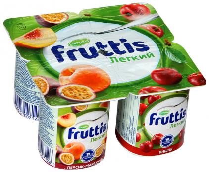 Йогурт. FRUTTIS "Легкий" Персик-маракуйя/Вишня 0.1% 110гр