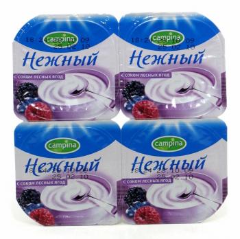 Напиток йогурт. "Нежный" 100 гр с соком Лесных ягод 1.2%