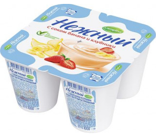 Напиток йогурт. "Нежный" 100 гр с соком Банана- Клубники 1.2%