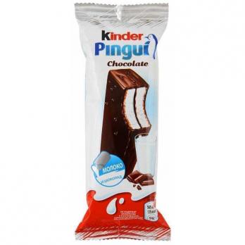 Пирожное Kinder Pingui бисквитное, покрытое шоколадом, с молочной начинкой 30г