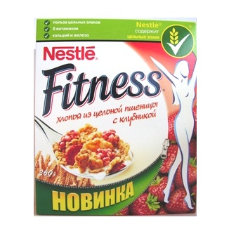 Хлопья Fitness из цельной пшеницы с клубникой 200 гр