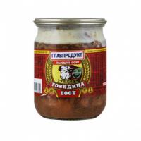 Консервы мясные кусковые стерилизованные "Говядина тушеная высший сорт", стеклянная банка 5 х 500 г.