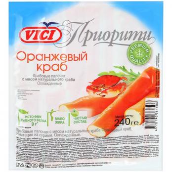 Крабовые палочки охлажденные Vici "Оранжевый краб" в вакууме имитация 240г
