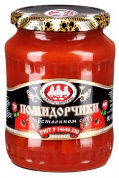 Помидорчики «Скатерть-Самобранка» в собственном соку, неочищенные, 720г