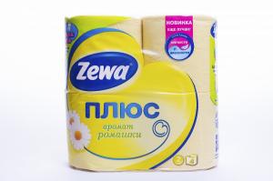 Туалетная бумага Зева Плюс аромат Ромашки, 2 сл., 4 рул.