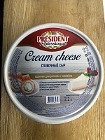Сыр творожный сливочный "Cream Cheese для роллов и чизкейка" 2,2 кг "Президент"