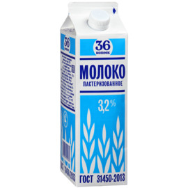 Молоко пастеризованное Останкинское 36 копеек 3,2% 870 мл